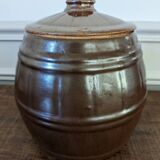 Glazed stoneware barrel pot