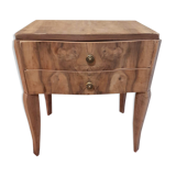 former raw wood with 2 baroque style drawers bedside
