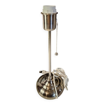 Pied de lampe Moderne Nickelé blanc avec interrupteur à tirette