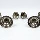 Pair of candlesticks | antique two-armed candelabra in silver-plated metal