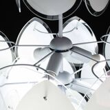 Vistosi White Murano Glass teardrop-shaped discs Chandelier, Italy, 1970s