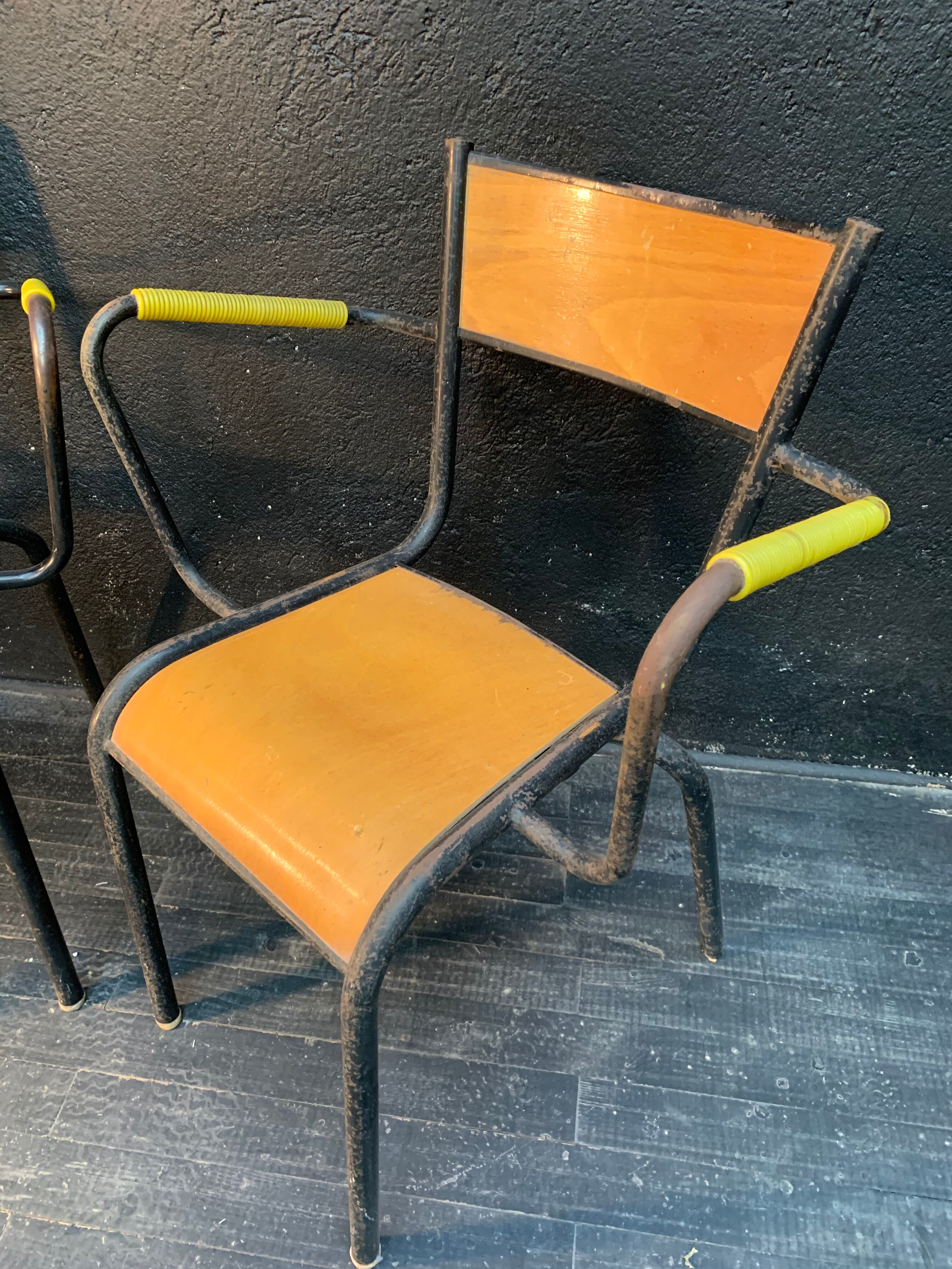 Pair of armchairs, school chairs 1950