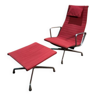 Charles Eames Bauhaus Aluminum Armchair and Ottoman