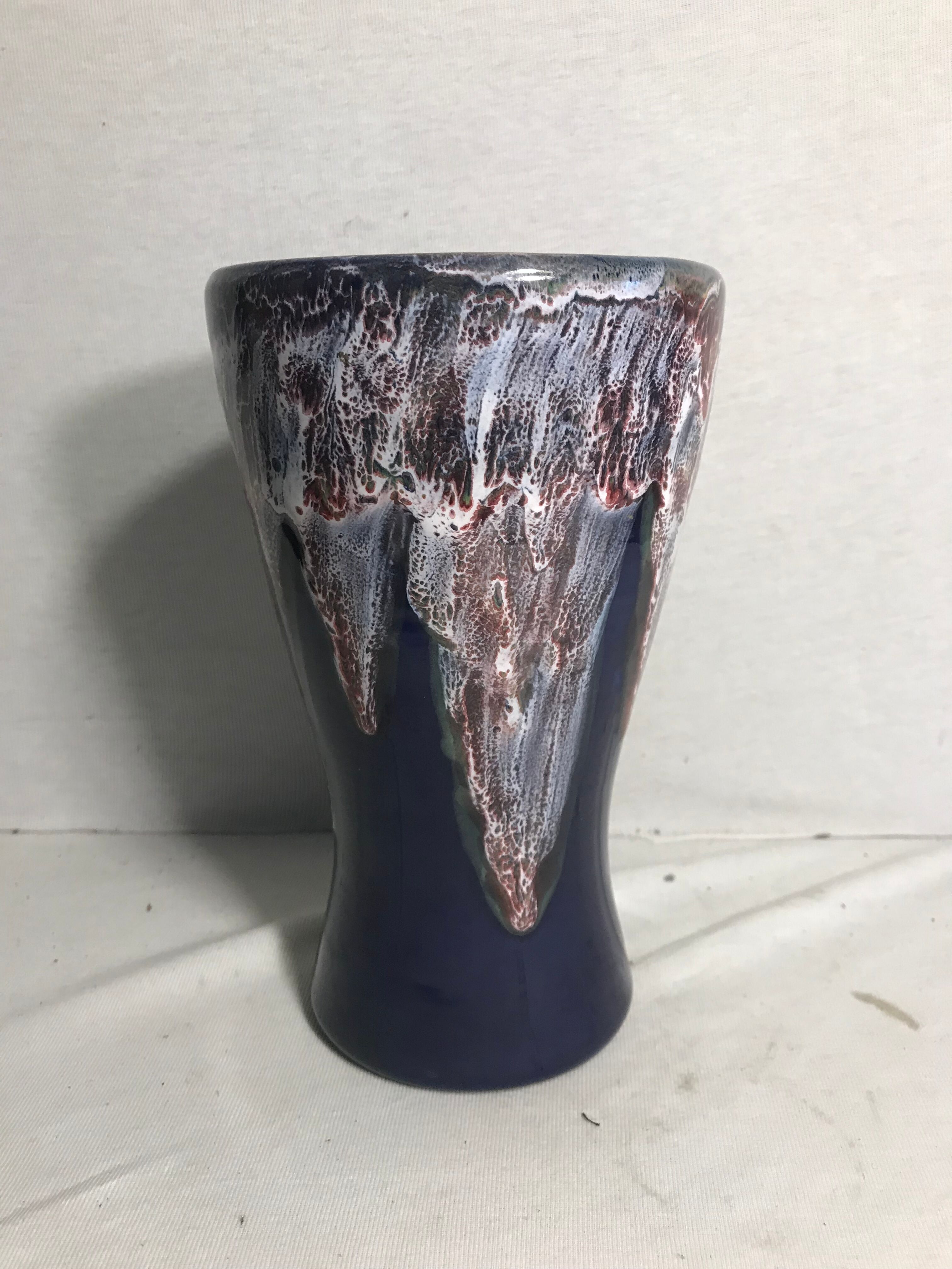 Ancien vase gaubier céramique multicolore années 70 vintage