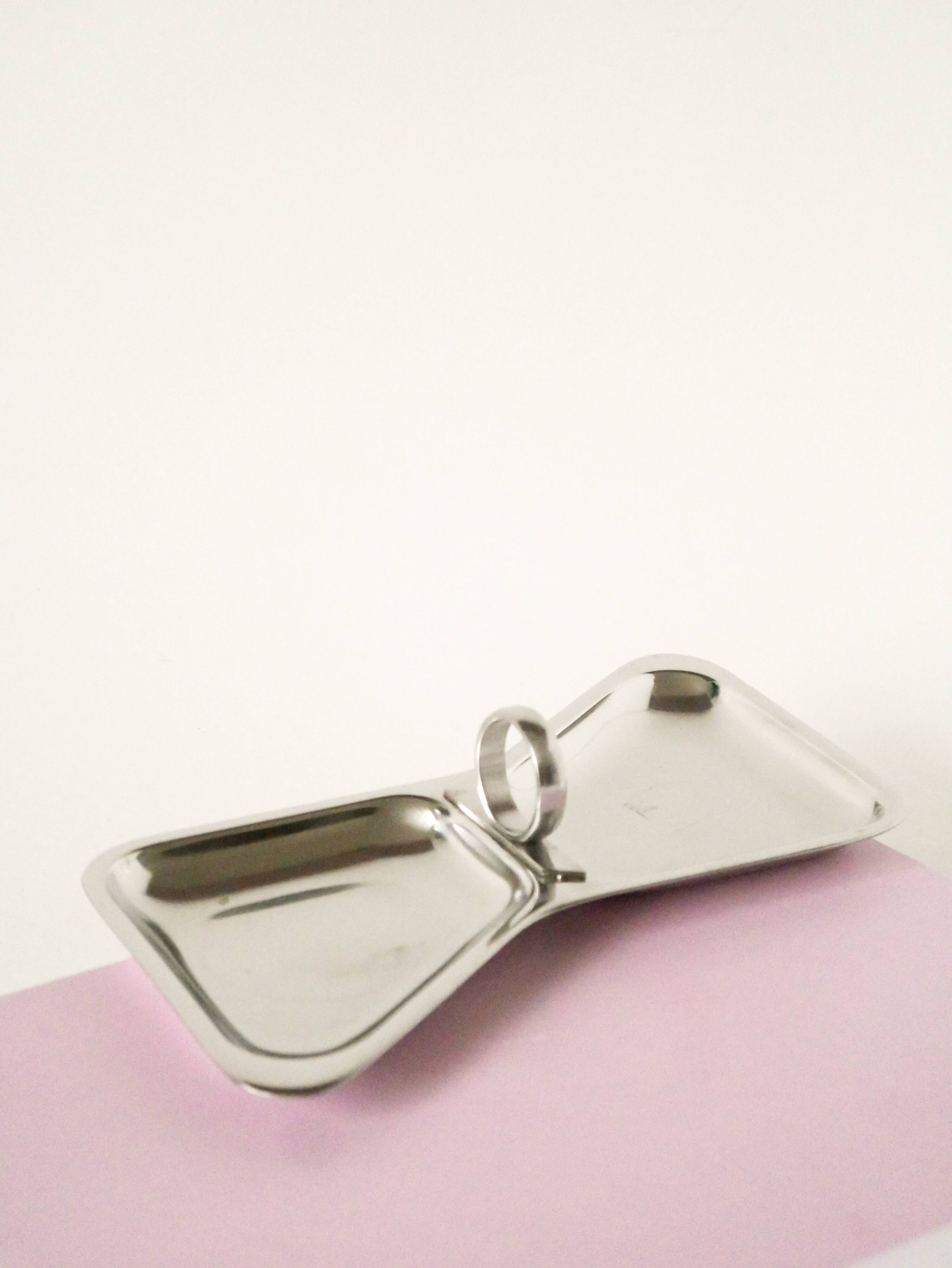 Small stainless steel dish with two compartments, Design, 1970
