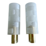 Pair of Vintage Glass Brass Wall Lights
