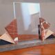 1940 art deco photo holder frame in marble and beveled glass
