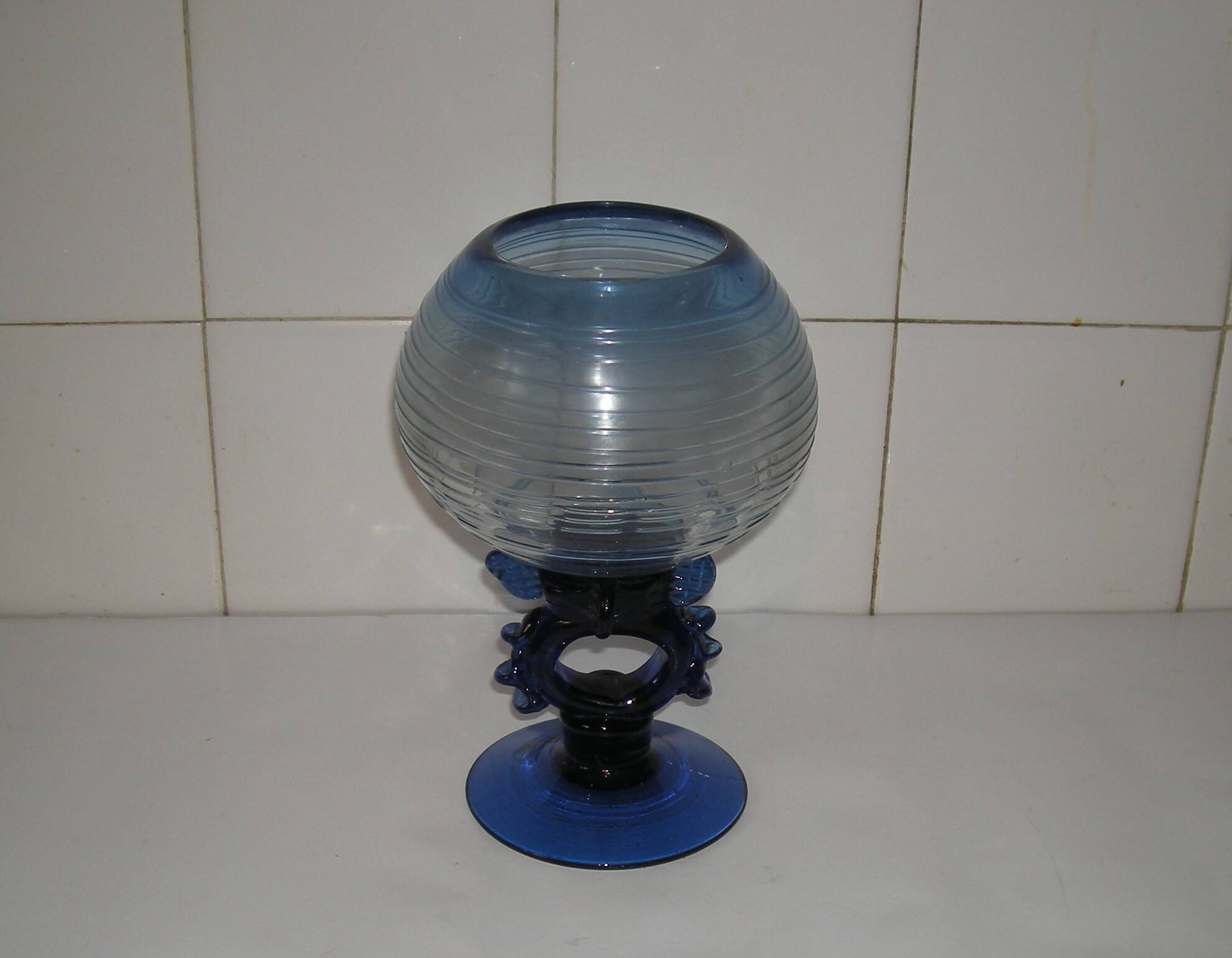 Coupe de verre Murano décorative bleu cobalt