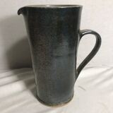 Enamelled ceramic pitcher, 70s, in blue gray