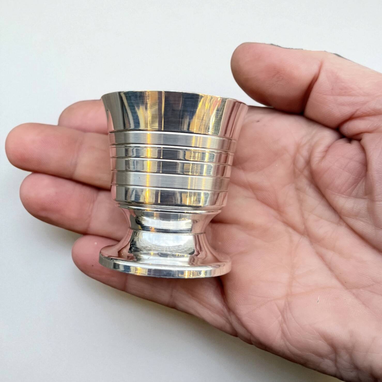 Silver-plated metal egg cup – vintage 1960s
