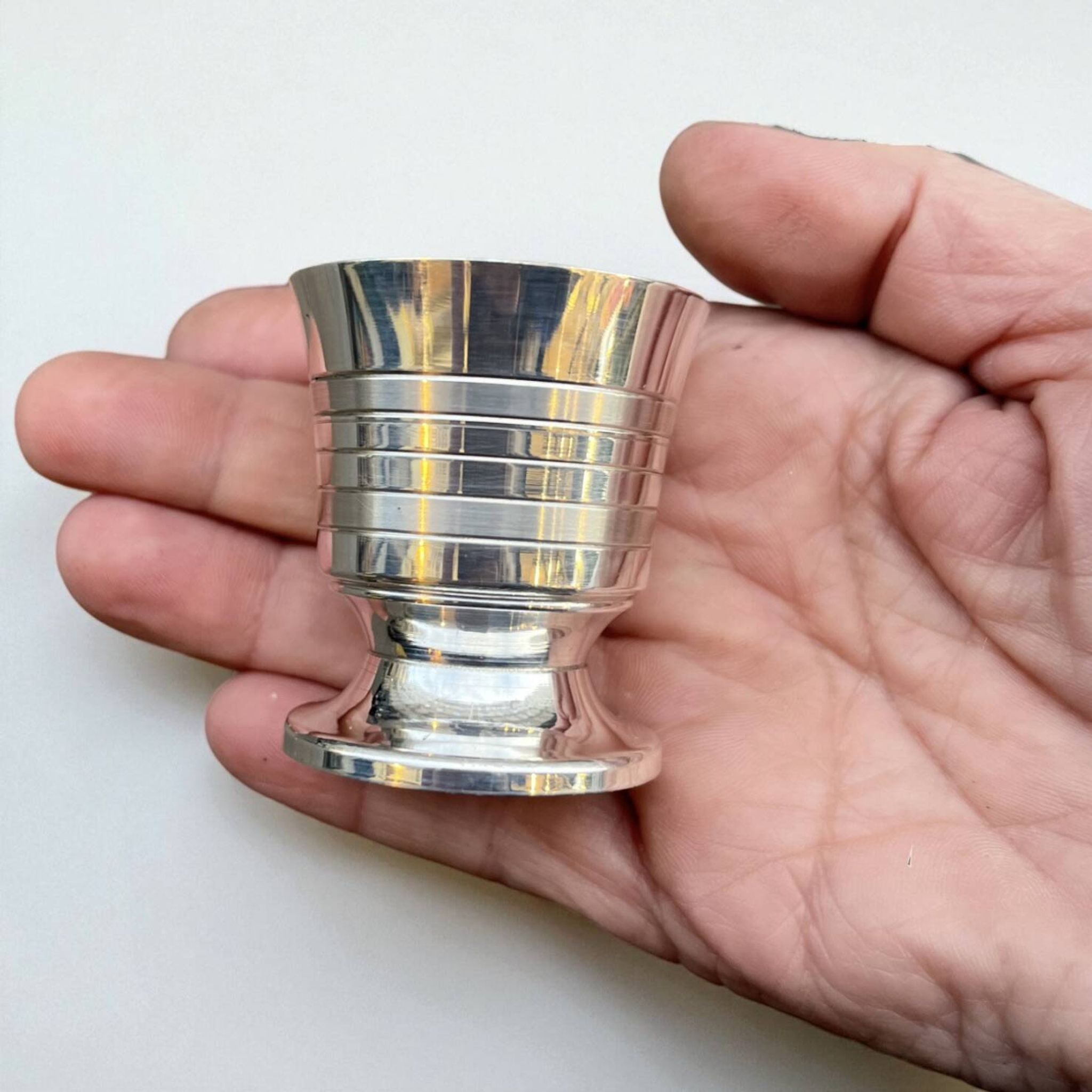 Silver-plated metal egg cup – vintage 1960s
