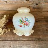 Opaline glass globe pendant light with flowers