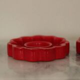 Pair of red Swedish candle holders designed by Gustavsberg