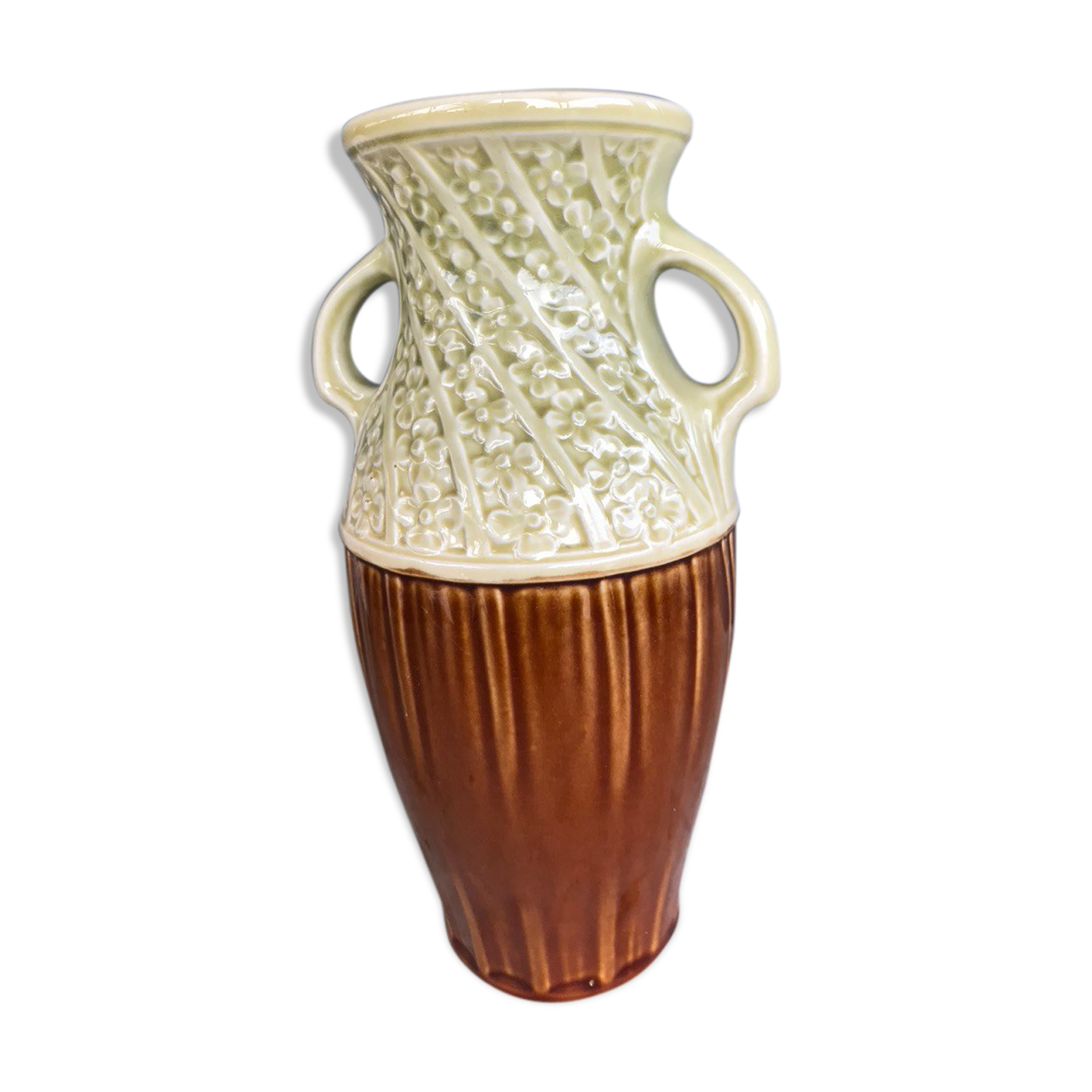 Two-tone vase decorated with flowers