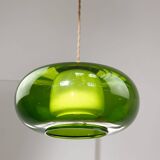 Mid-Century Italian Green Glass & Brass Pendant Lamp, 60s