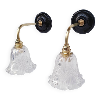 Antique crystal molded glass wall lights