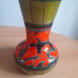 Orange and green ceramic vase