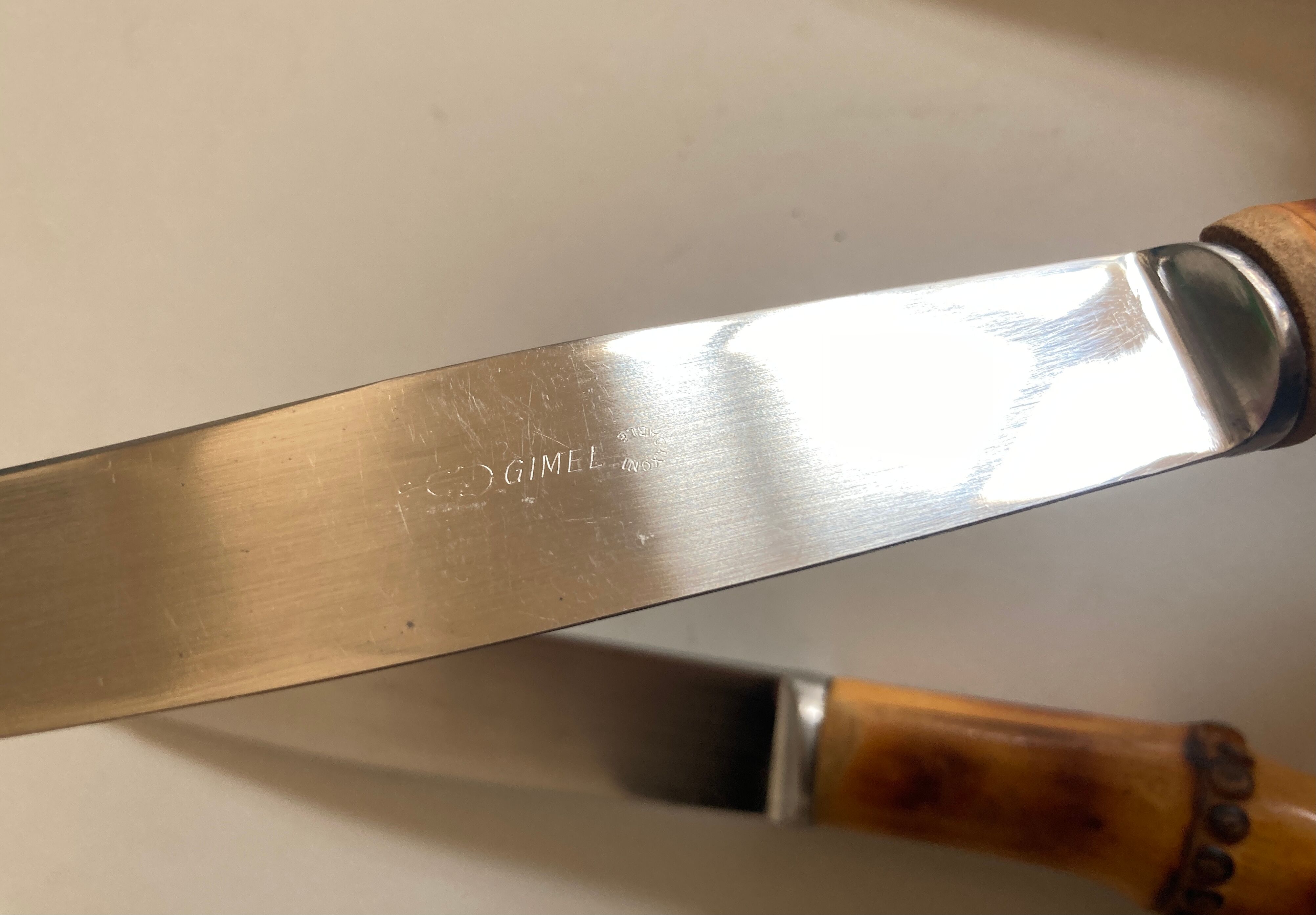 Set of 8 knives bamboo sleeves 1960