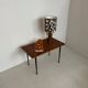 Table basse vintage bois, laiton, métal