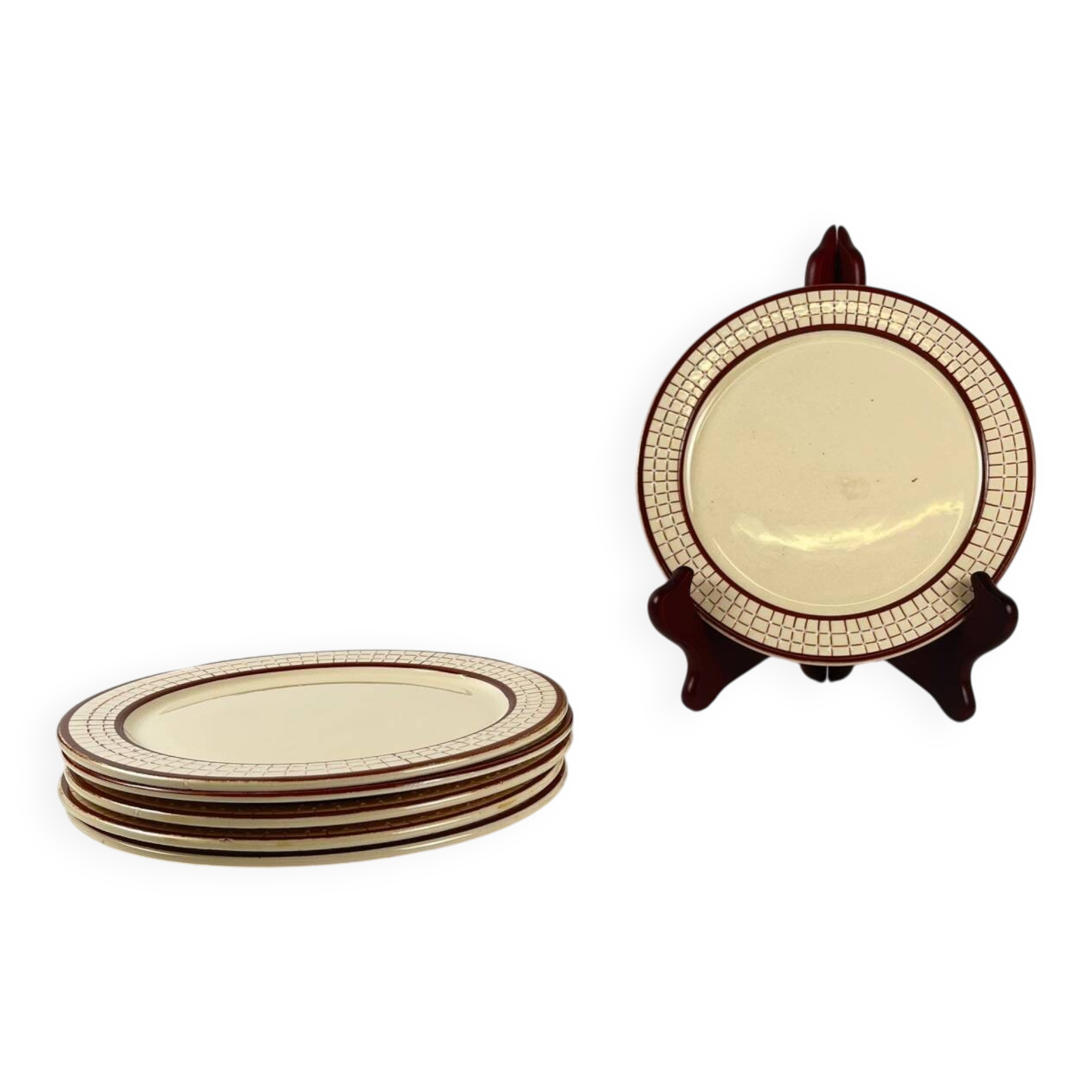 6 Longchamp dessert plates, "Colmar" model, 1950/70