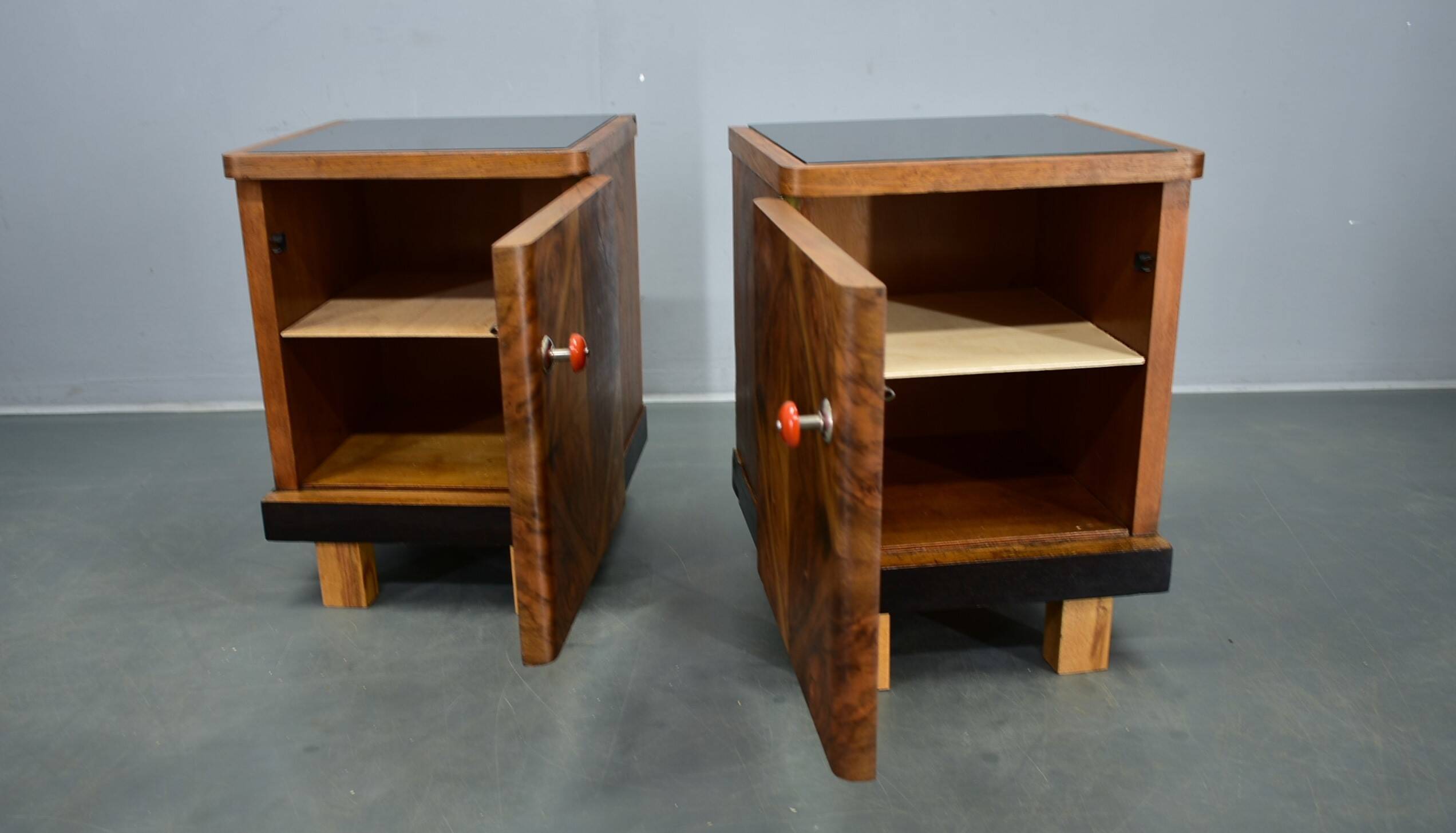 1938s pair of Art Deco bedside tables, Czechoslovakia