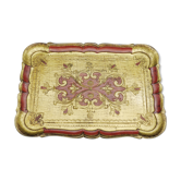 Florentine tray in resin painted with the hand of rectangular shape
