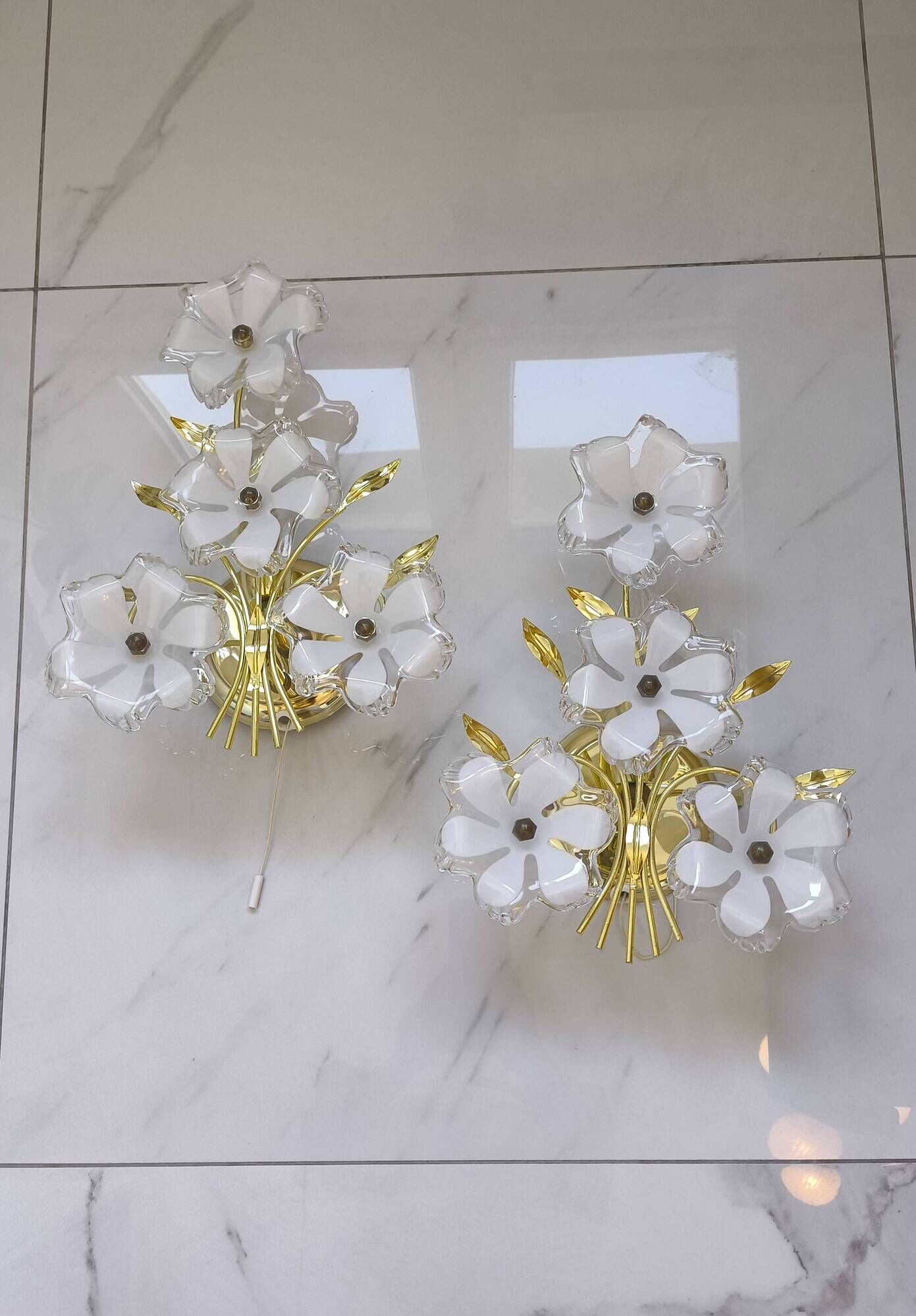 pair of floral wall lights from the 60s-70s