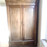Old wardrobe Louis Philippe 2 doors 19th century 1 drawer shelves