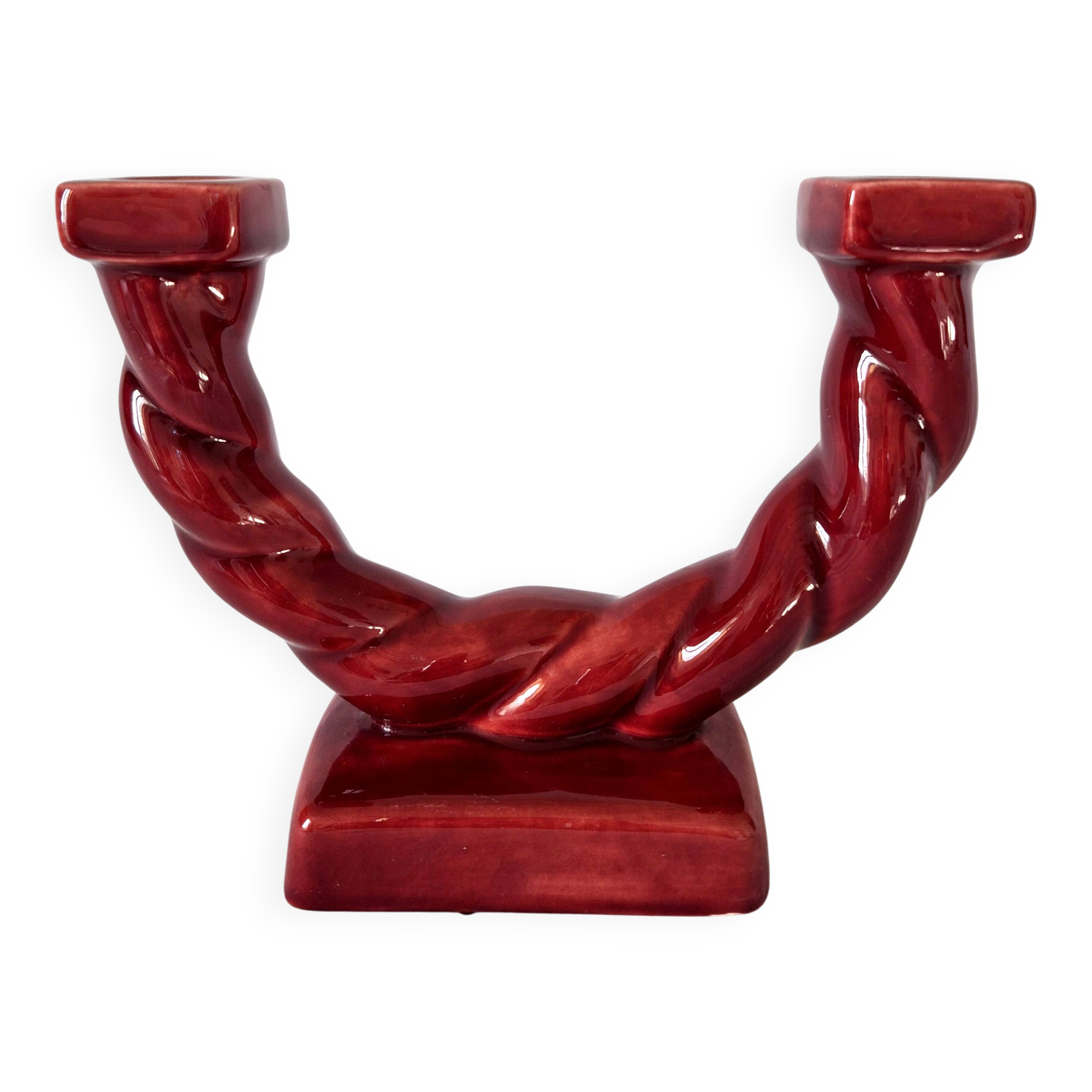 Ceramic chandelier, signed LONGCHAMP, twisted old red