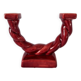 Ceramic chandelier, signed LONGCHAMP, twisted old red