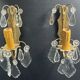 Pair of bronze/brass wall lamp and glassware