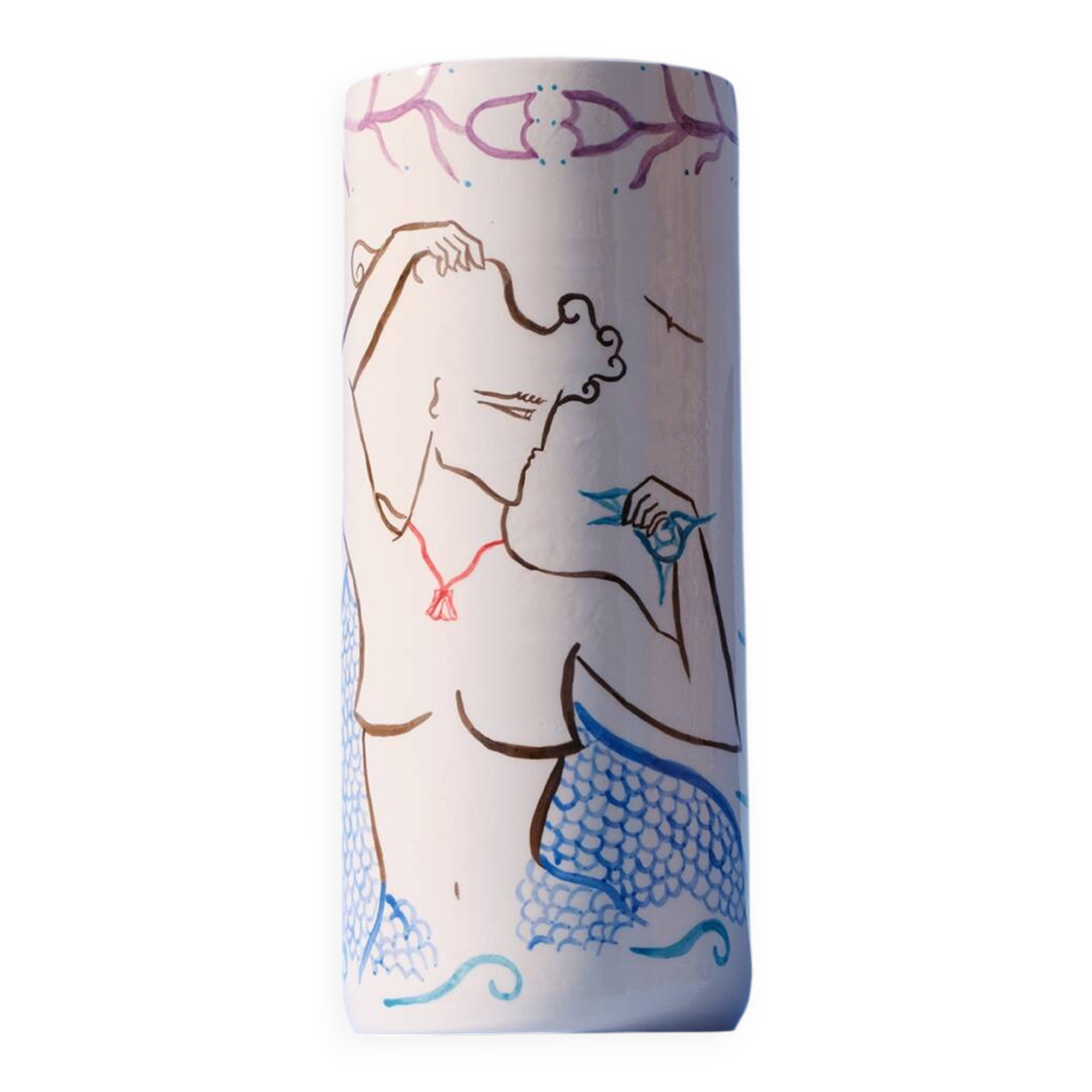 Siren & shell - ceramic vase
