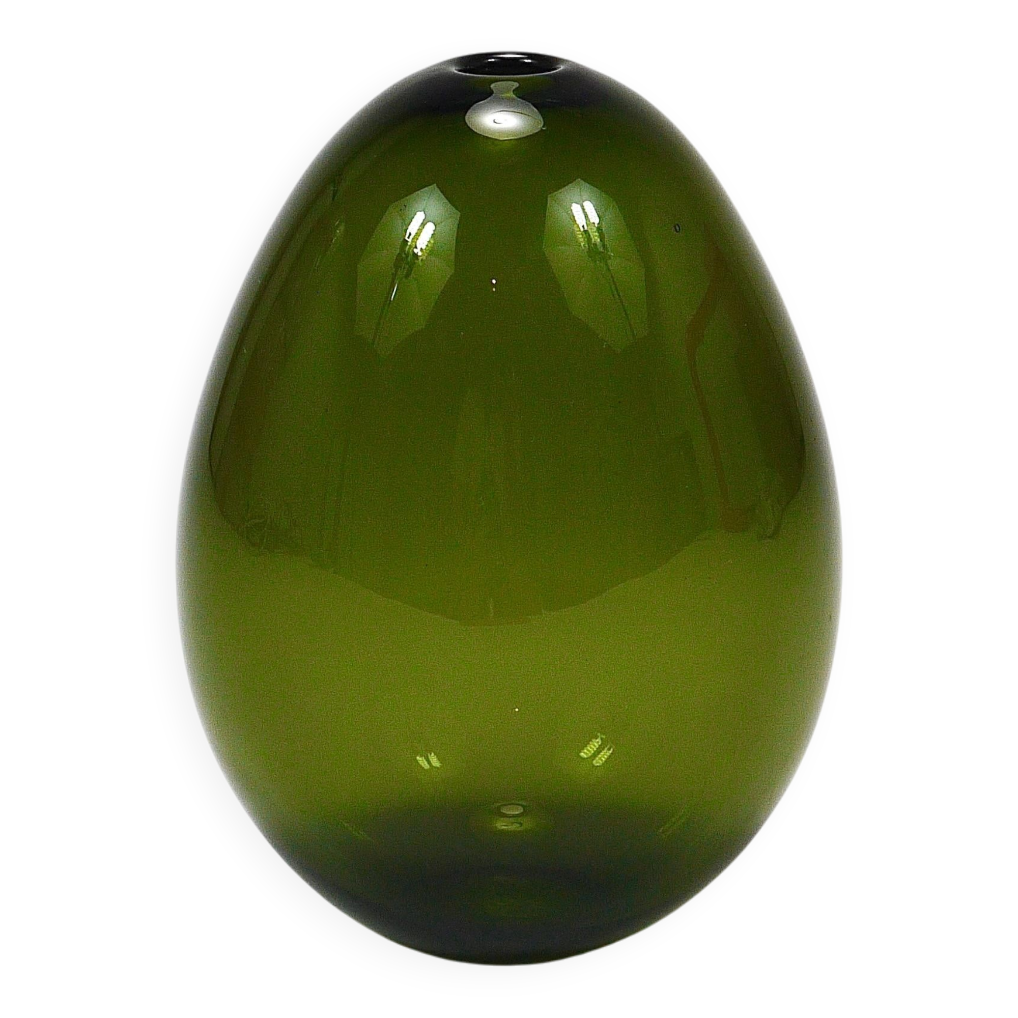 Art glass vase Saippuakupla green soap by Kaj Franck, Nuutajärvi Finland.