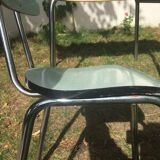 Table and 4 green water formica chairs 60's