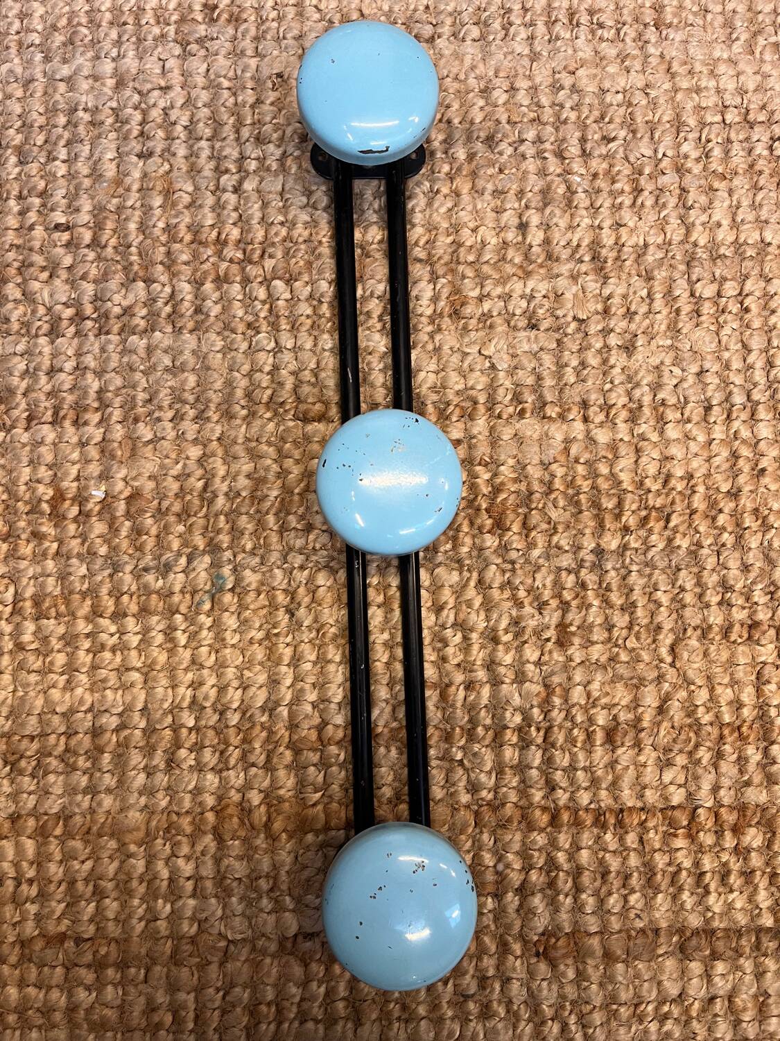 Vintage metal coat rack with 3 hooks