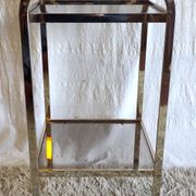 Gold metal and smoked glass side table - 1970s/80s