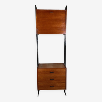 Bookcase Scandinavian modular storage unit in teak 1960