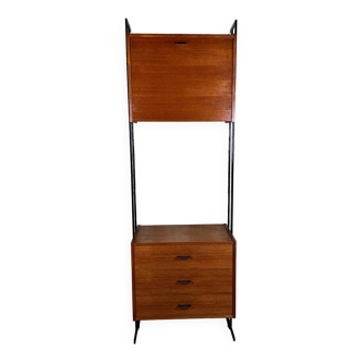 Bookcase Scandinavian modular storage unit in teak 1960