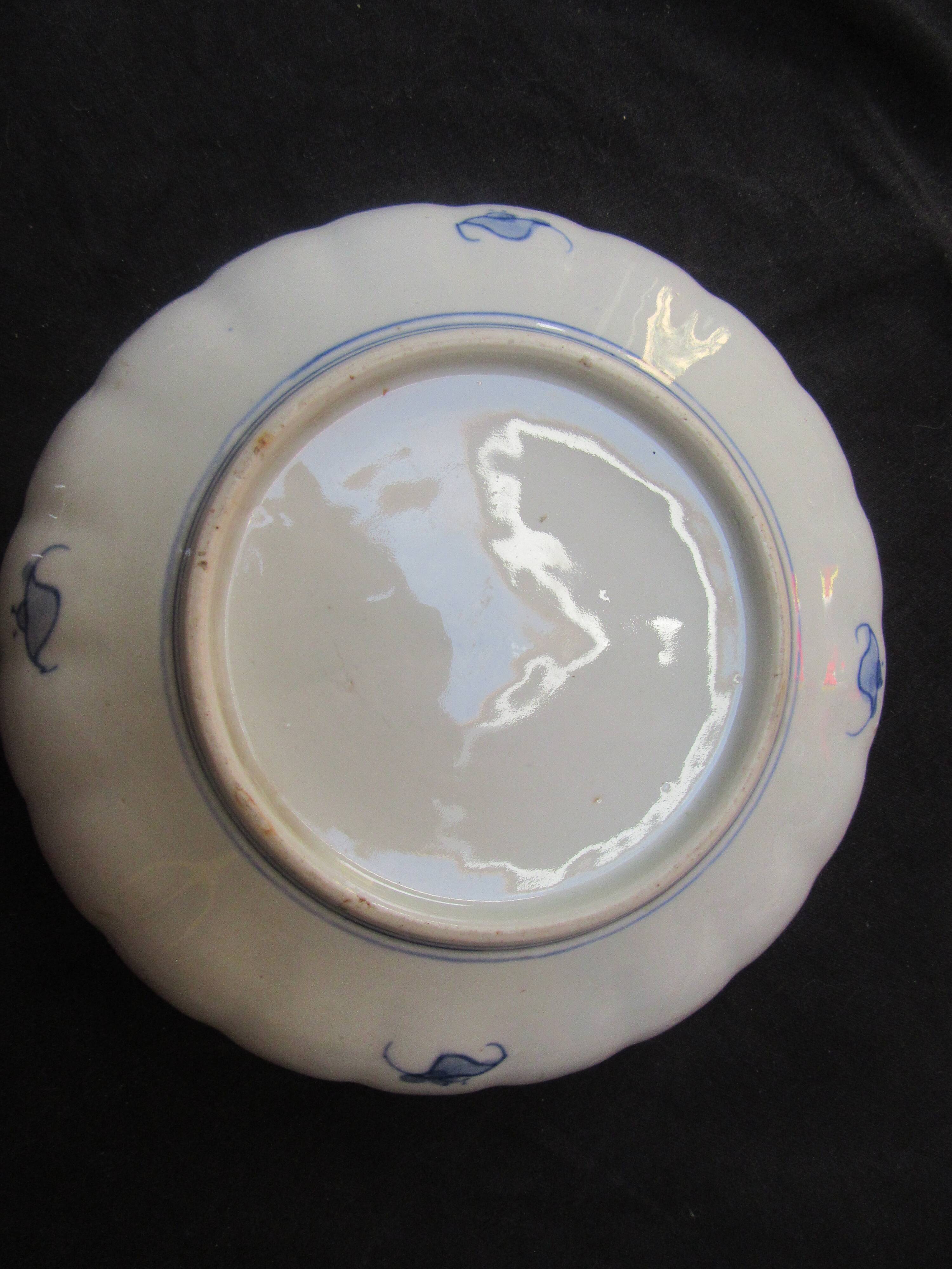 Antique asian imari plate, japan, 19th century, floral decoration