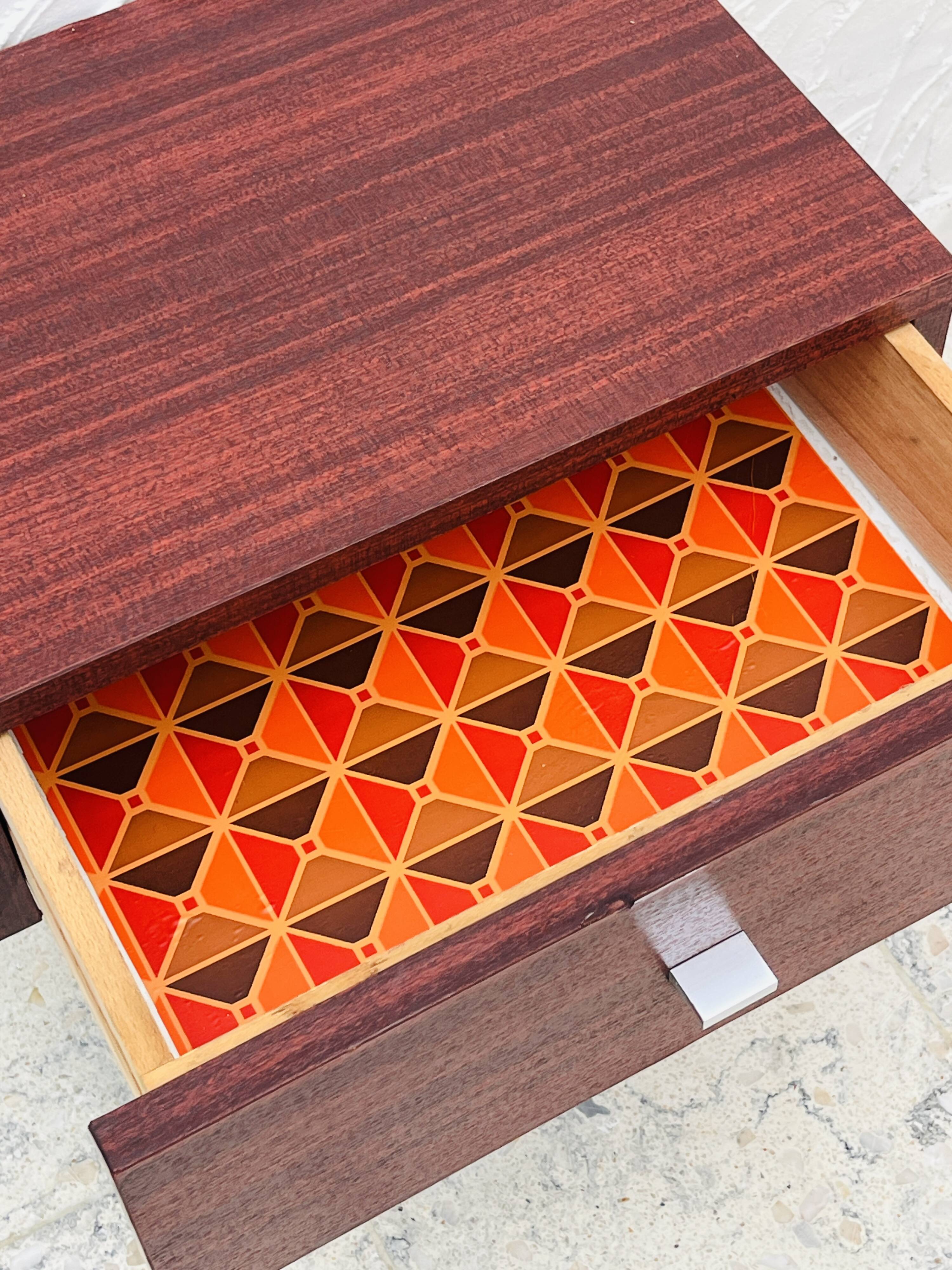 Vintage bedside table wood and metal from the 70s