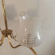 Vintage gold 3-light chandelier and white printed glass