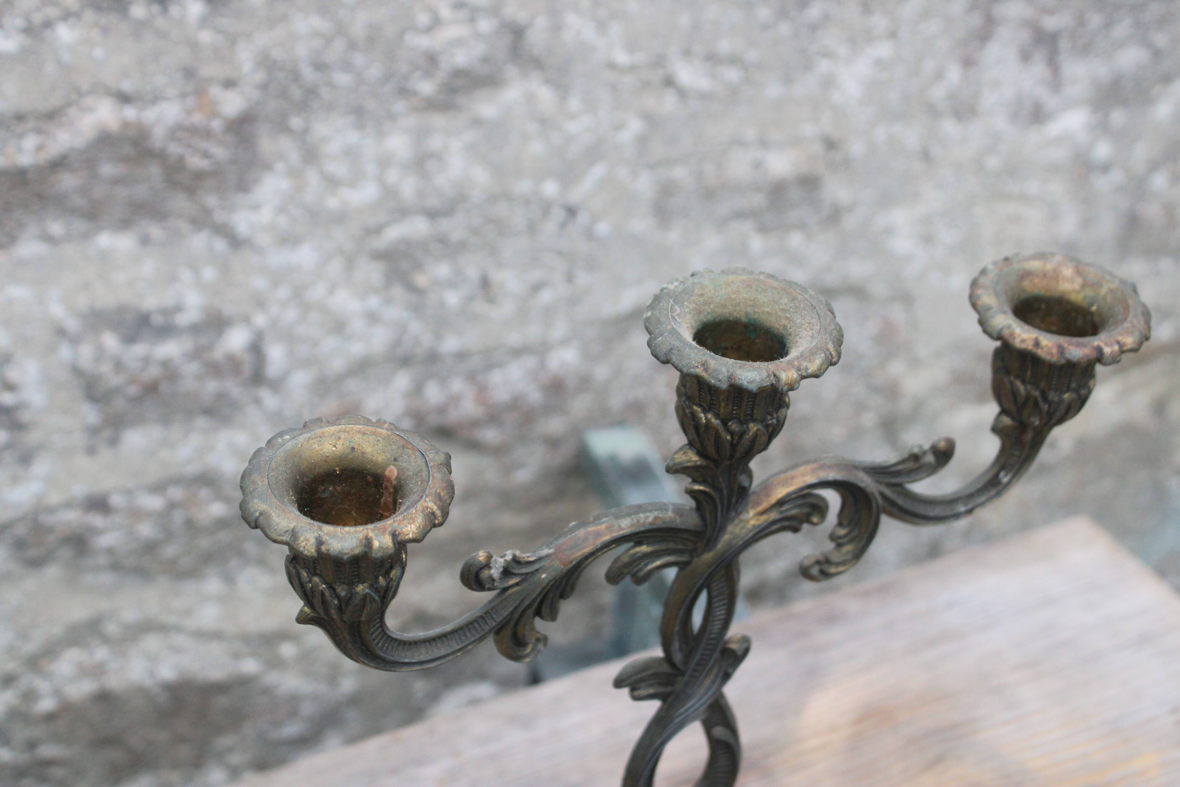 Pair of vintage candlesticks, baroque rococo style.