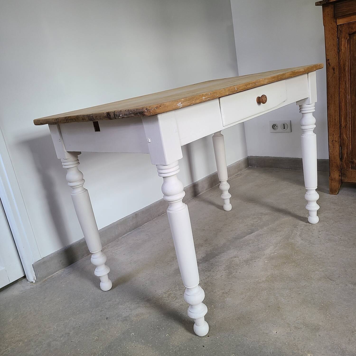 Old dining table Parisian farm kitchen occasional vintage Parisian office