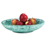 Eva Ruffoni Grand Bol Art Fruitier en Céramique Turquoise, 15 pouces de diamètre, Italie, années 1980
