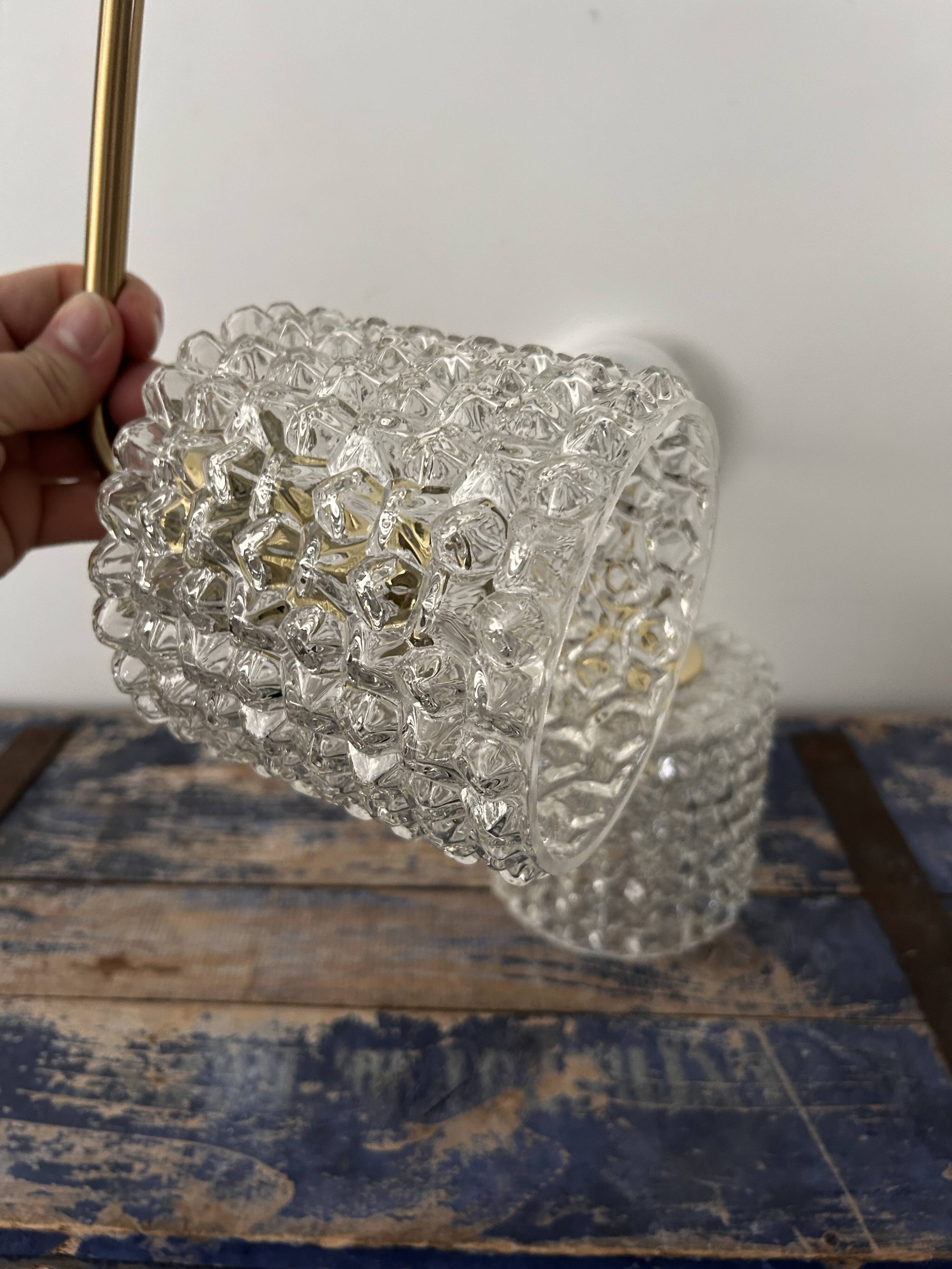 Pair of vintage chiseled glass wall lights