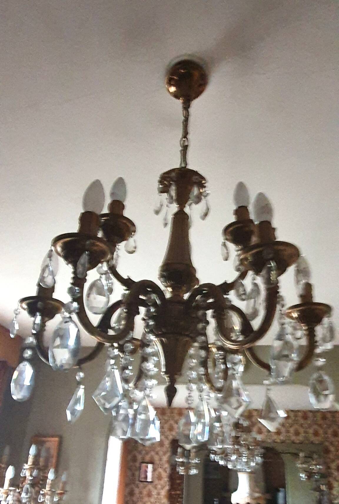 Bronze or brass chandelier from the 1980s.
