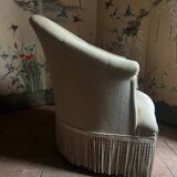 Old toad armchair in beige velvet