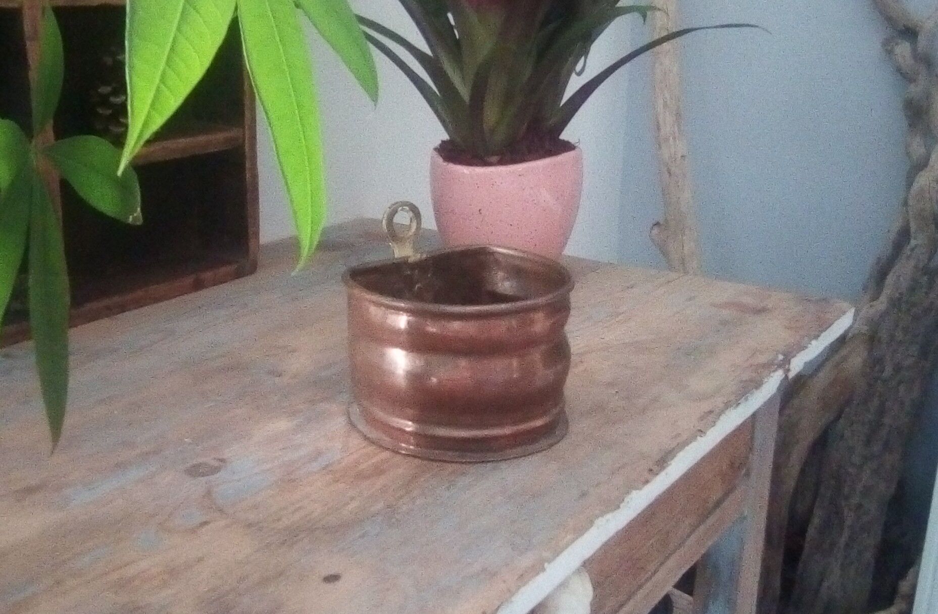 Old workshop box in copper and brass