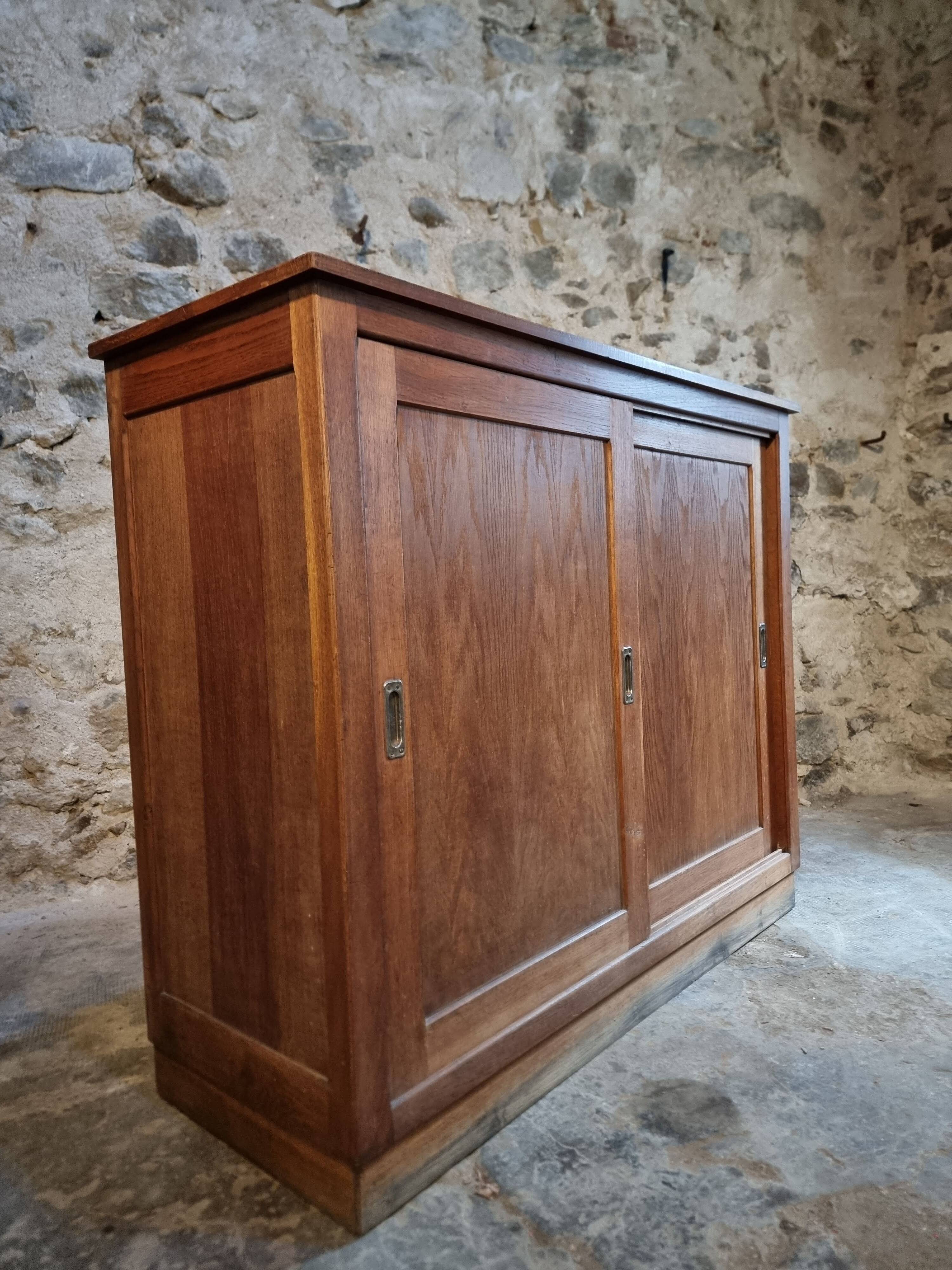 Oak sliding door wardrobe, 1920s