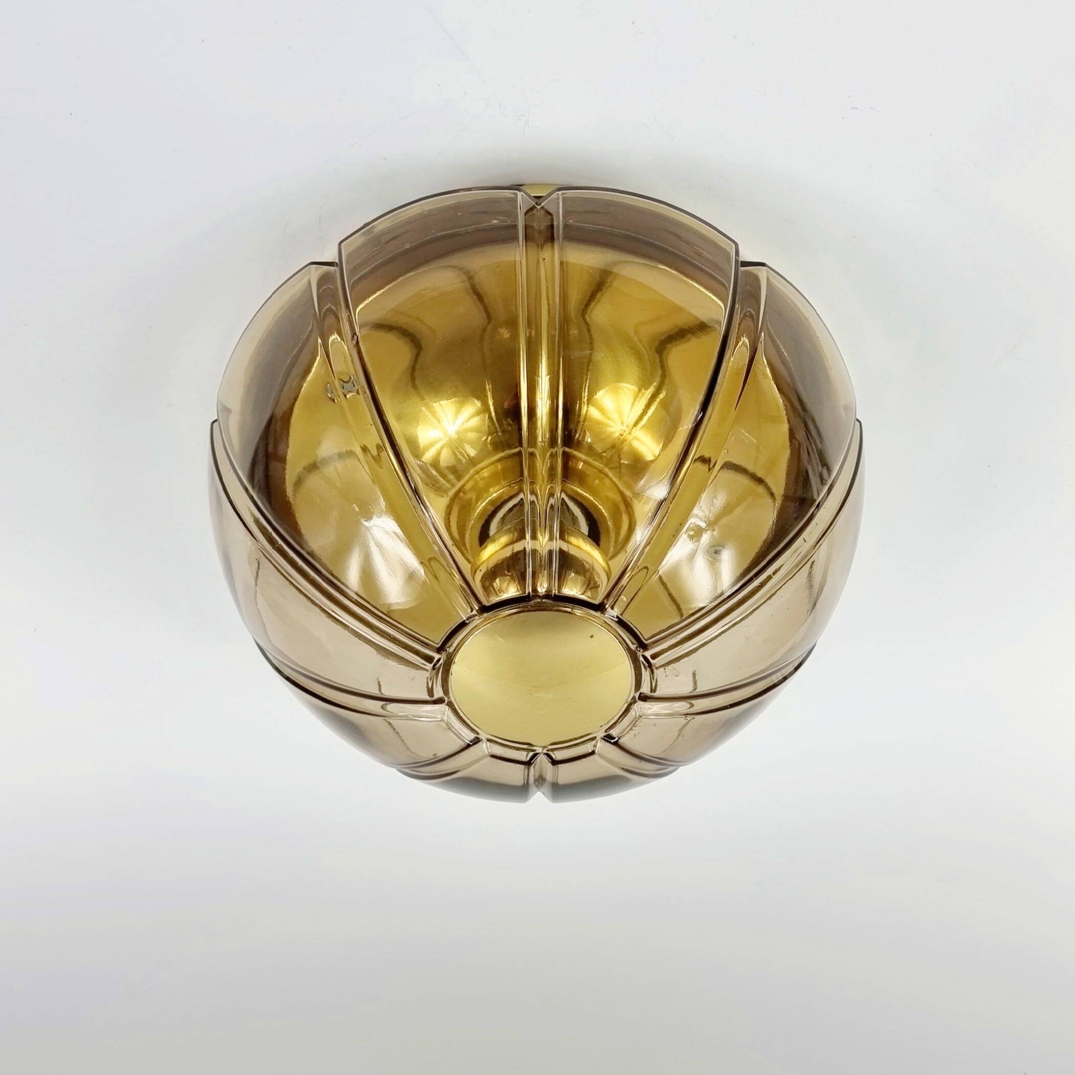 Mid century glass flush mount / ceiling light by limburg, germany, 1960s